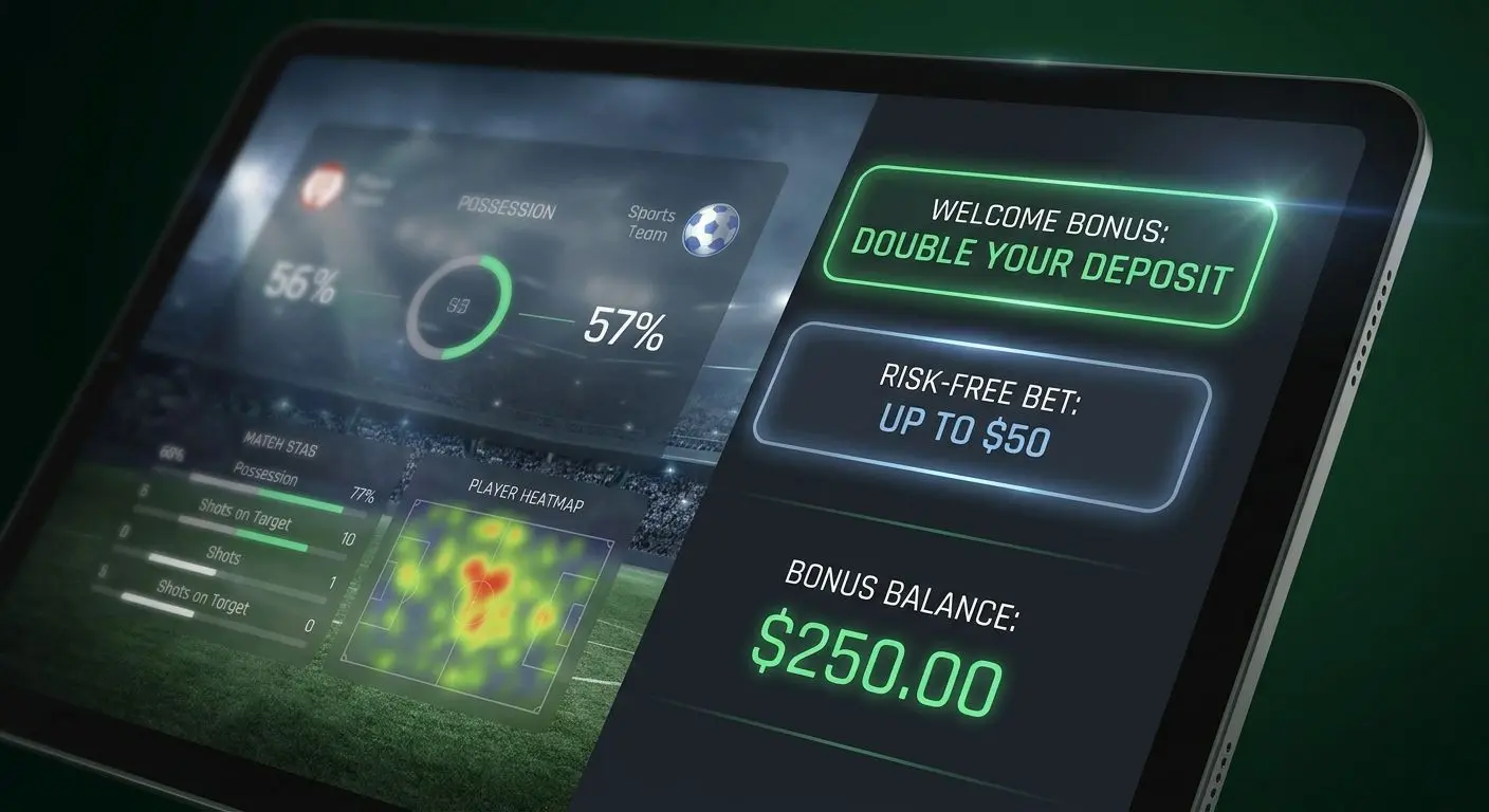 Cupão com aposta grátis, freebet e saldo de bónus visível