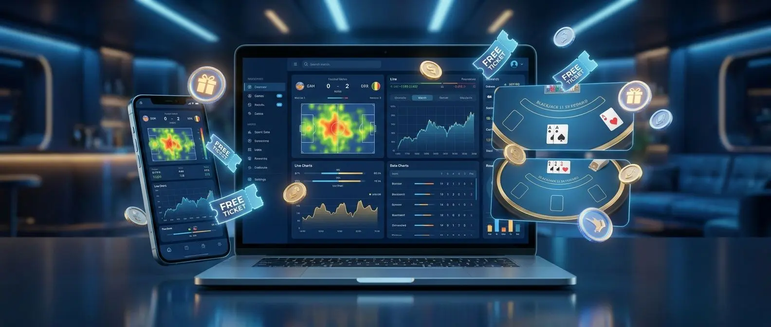 Visual promocional de ofertas para novos utilizadores numa plataforma online de desporto e jogos