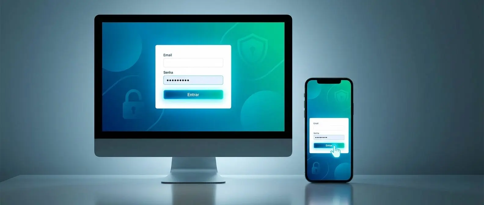 Interface de entrada rápida e segura numa conta online em computador e telemóvel