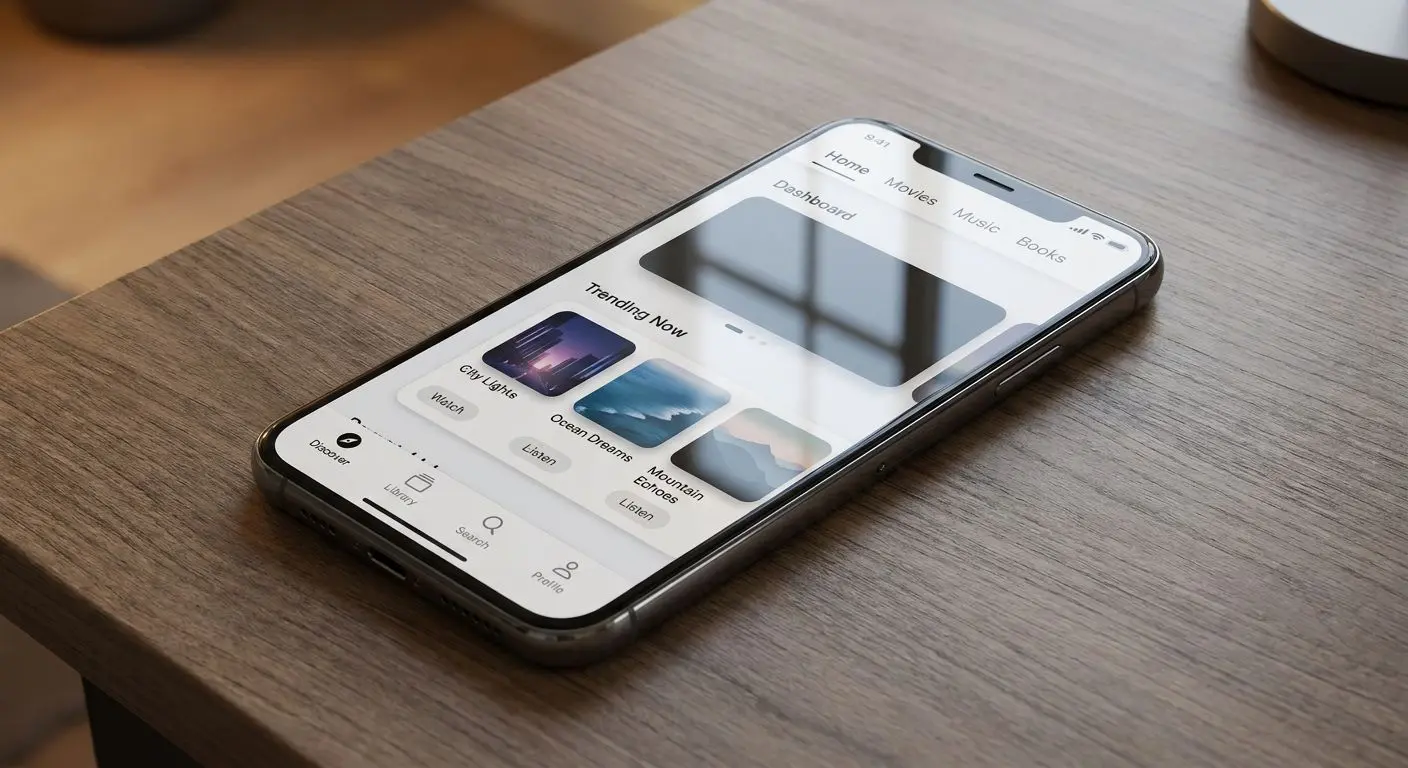 Smartphone com interface genérica da app aberta