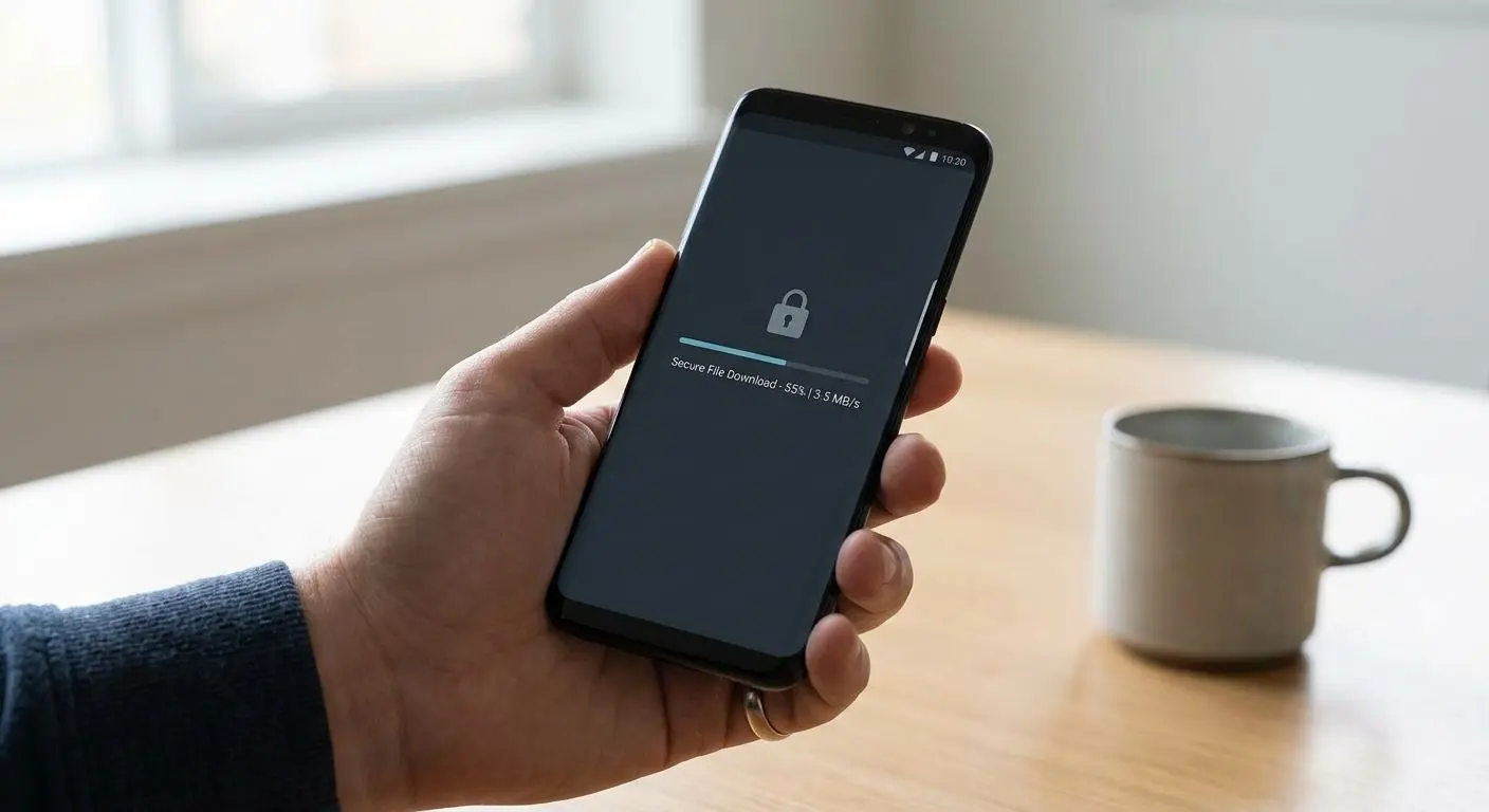 Telemóvel Android com download genérico em andamento