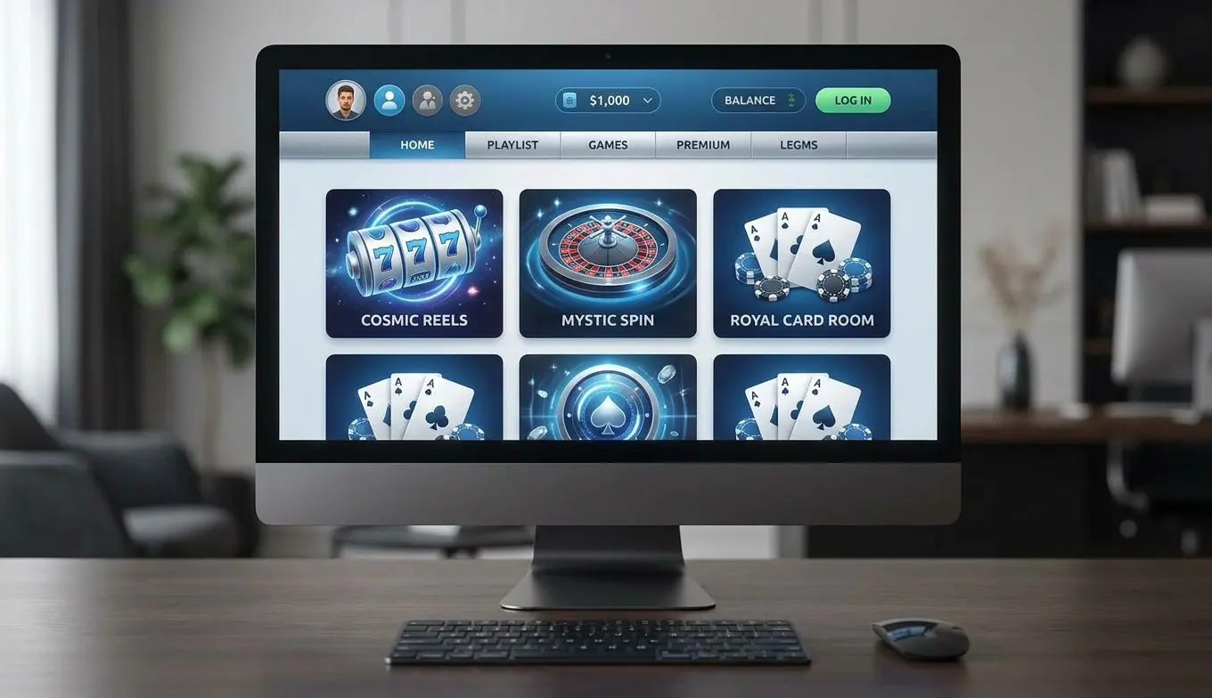 Interface genérica de plataforma de jogos online com várias categorias