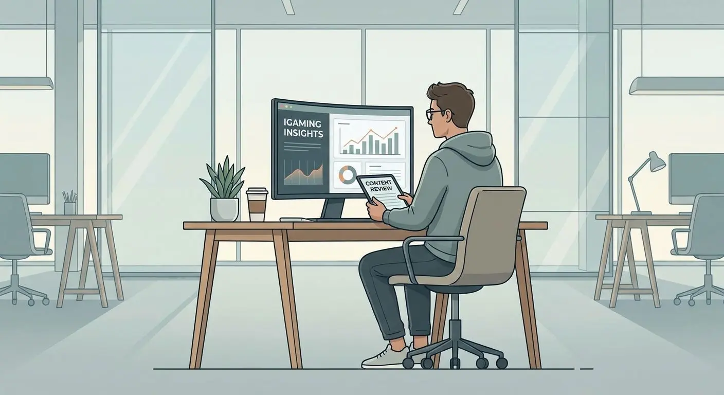 Especialista a analisar documentos e interface digital