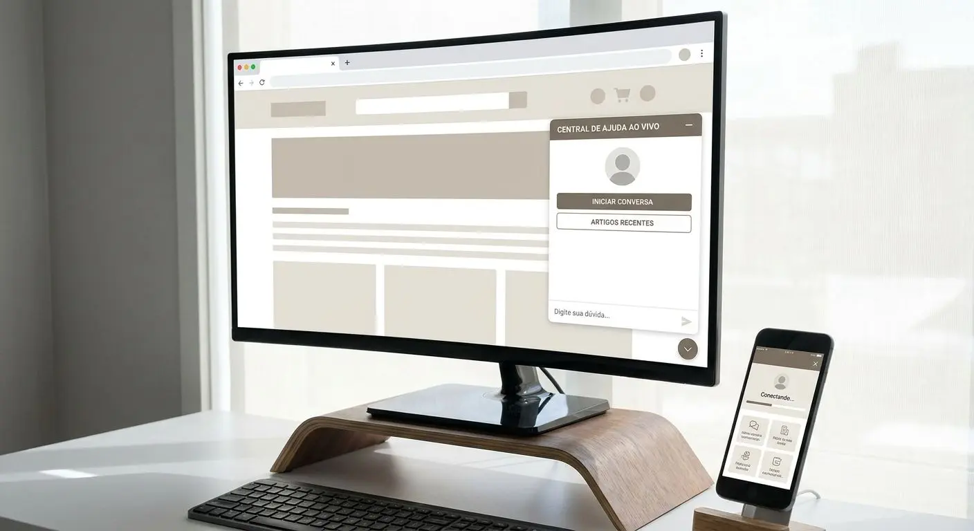 Interface de chat e ajuda ao cliente em computador e telemóvel